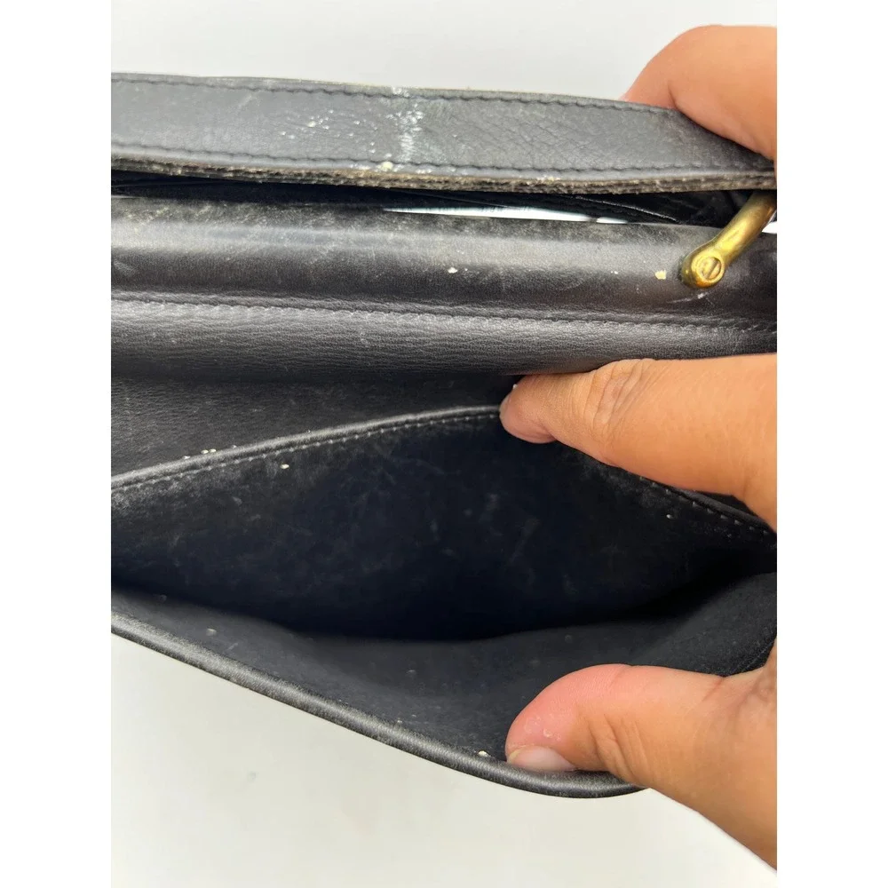 VTG Coach Black Leather Briefcase Messenger Bag Turnlock Brass Hardware G13 9927
